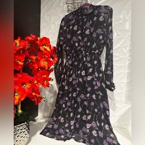 Floral Black and Purple Dress